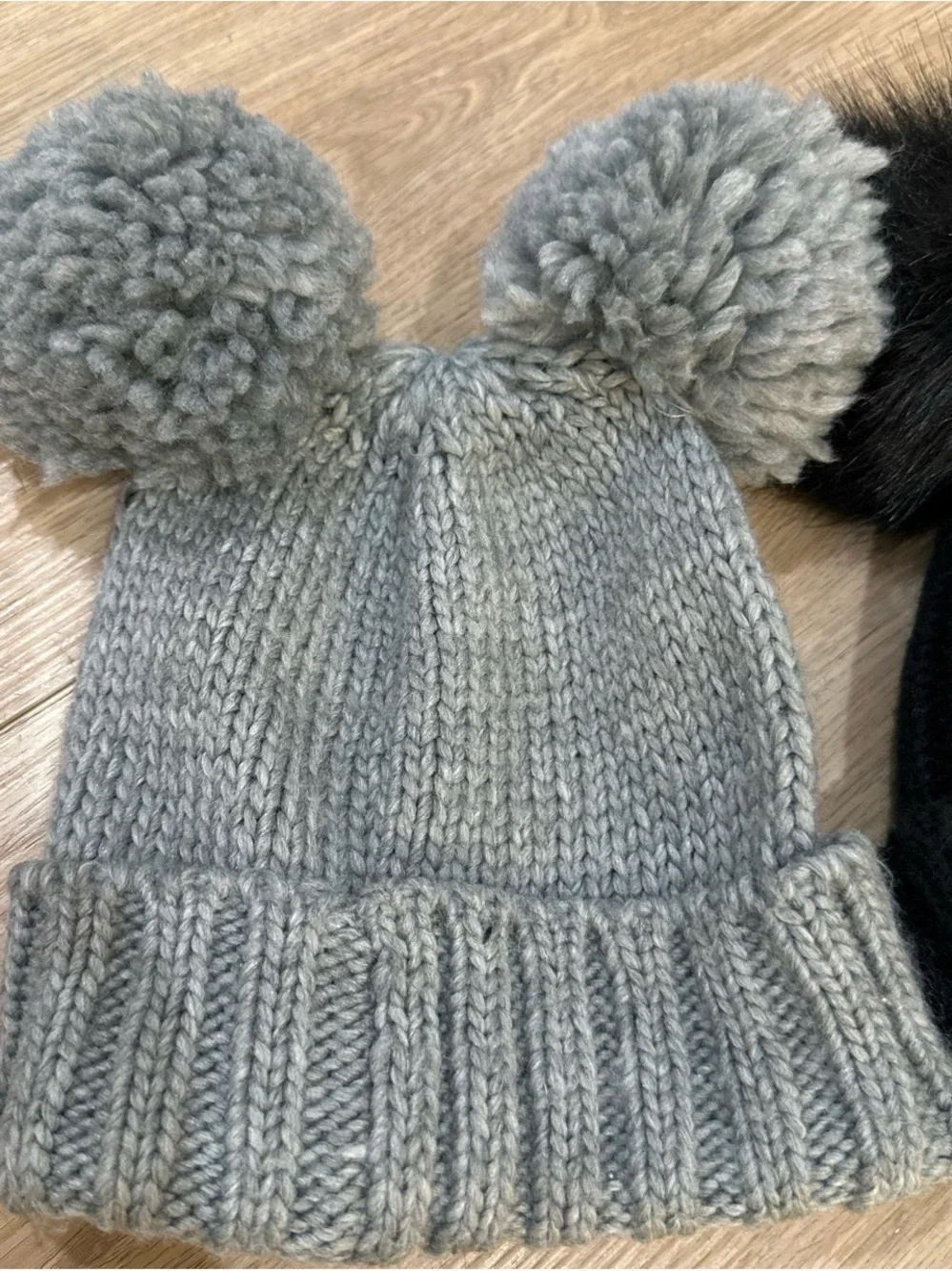 Pom-Pom Beanie Hat - Grey